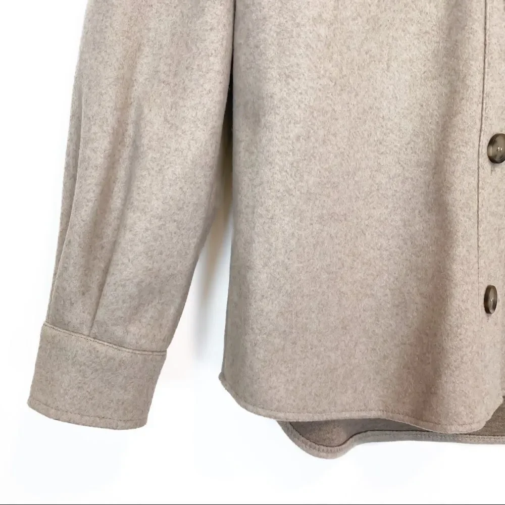 Anthropologie Avec Les Filles Oat Melange Oversized Faux Wool Shacket NWOT XS-S - Picture 3 of 8